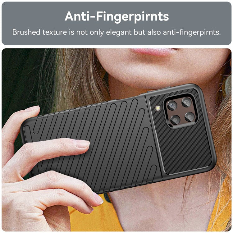 Thunder Series Twill Texture Grip Case for Samsung Galaxy M33 5G (Global Version)/(India Version), Thickened TPU Buffer Protection Anti-Drop Cover - Black