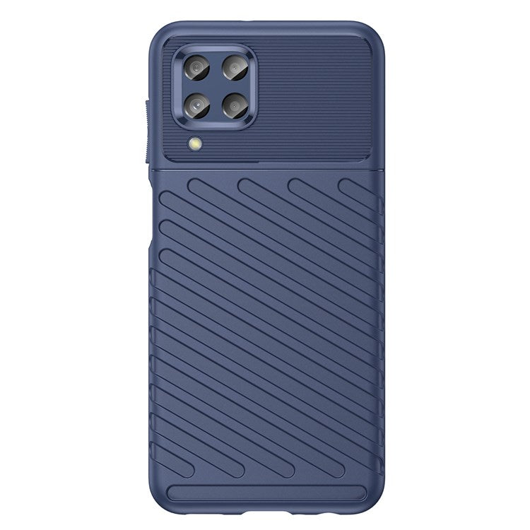 Thunder Series Twill Texture Grip Case for Samsung Galaxy M33 5G (Global Version)/(India Version), Thickened TPU Buffer Protection Anti-Drop Cover - Blue