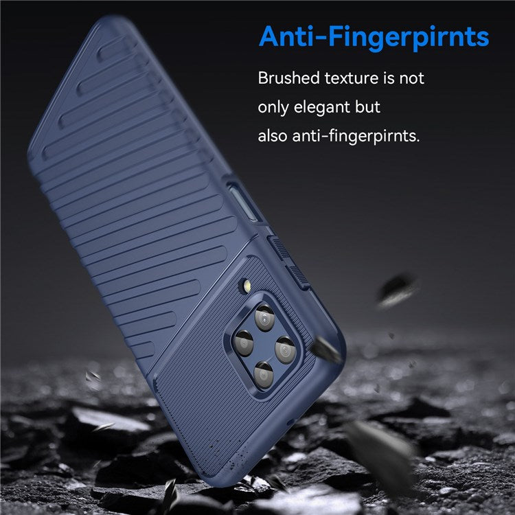 Thunder Series Twill Texture Grip Case for Samsung Galaxy M33 5G (Global Version)/(India Version), Thickened TPU Buffer Protection Anti-Drop Cover - Blue