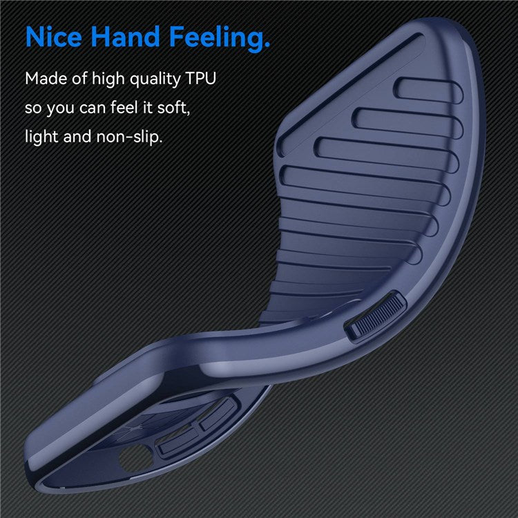 Thunder Series Twill Texture Grip Case for Samsung Galaxy M33 5G (Global Version)/(India Version), Thickened TPU Buffer Protection Anti-Drop Cover - Blue