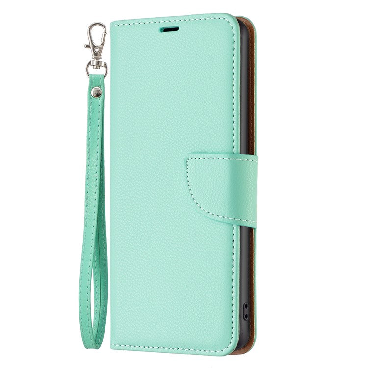 For Samsung Galaxy M33 5G (Global) Wallet Case Litchi Texture Flip Leather Mobile Cover Stand with Strap - Green