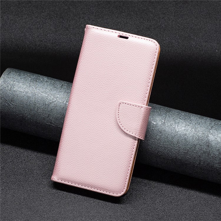 For Samsung Galaxy M33 5G (Global) Wallet Case Litchi Texture Flip Leather Mobile Cover Stand with Strap - Rose Gold