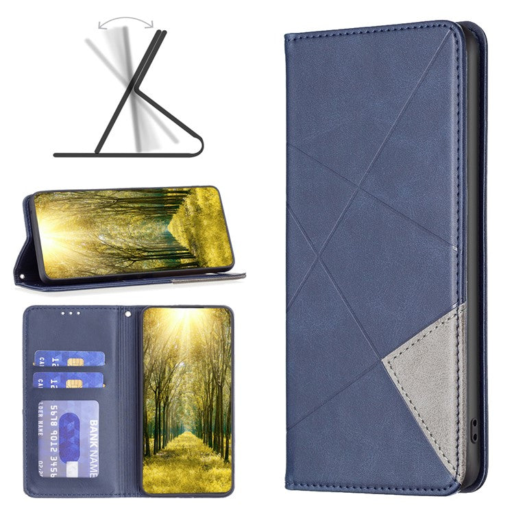 For Samsung Galaxy M33 5G (Global) Leather Case with Card Holder Imprinting Pattern Phone Stand Cover - Blue