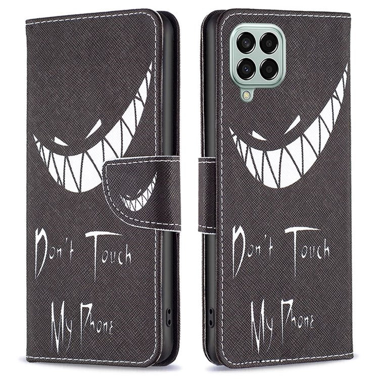 For Samsung Galaxy M33 5G (Global Version) Phone Case Pattern Printing PU Leather Wallet Stand Cover - Don't Touch My Phone