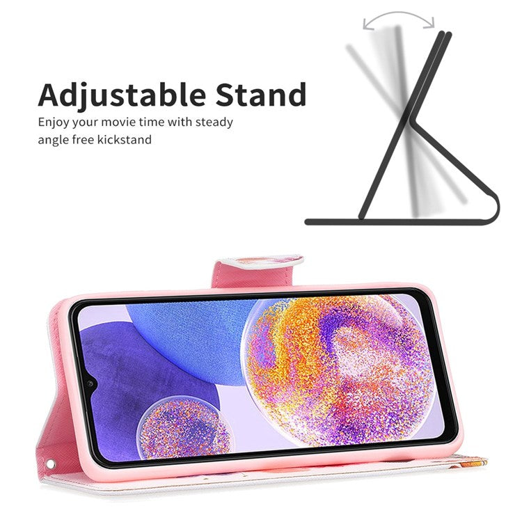 For Samsung Galaxy M33 5G (Global Version) Phone Case Pattern Printing PU Leather Wallet Stand Cover - Two Butterflies