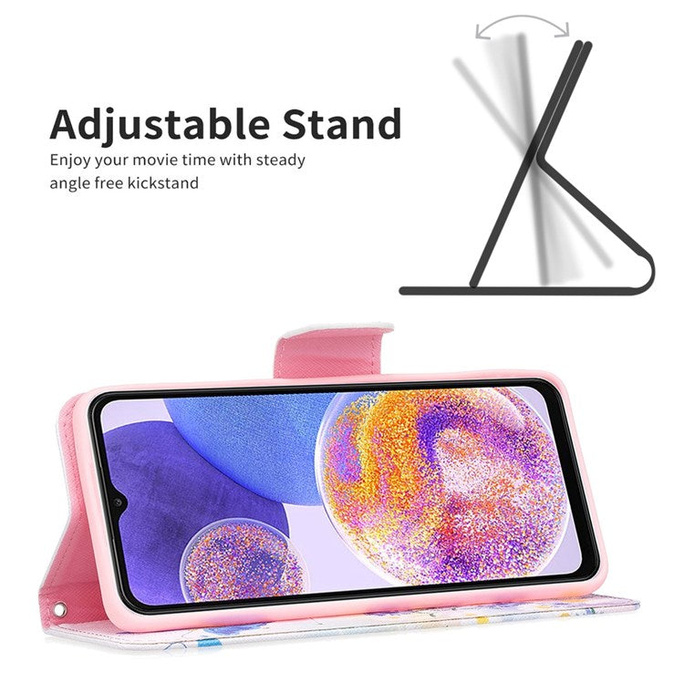 For Samsung Galaxy M33 5G (Global Version) Phone Case Pattern Printing PU Leather Wallet Stand Cover - Butterfly and Flowers