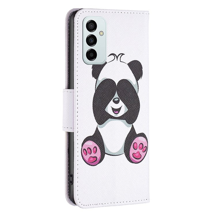 For Samsung Galaxy M23 / F23 5G Leather Case Pattern Printing Wallet Stand Flip Mobile Cover - Panda