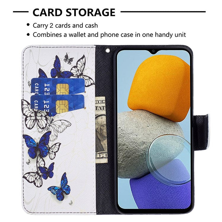 For Samsung Galaxy M23 / F23 5G Leather Case Pattern Printing Wallet Stand Flip Mobile Cover - Butterflies