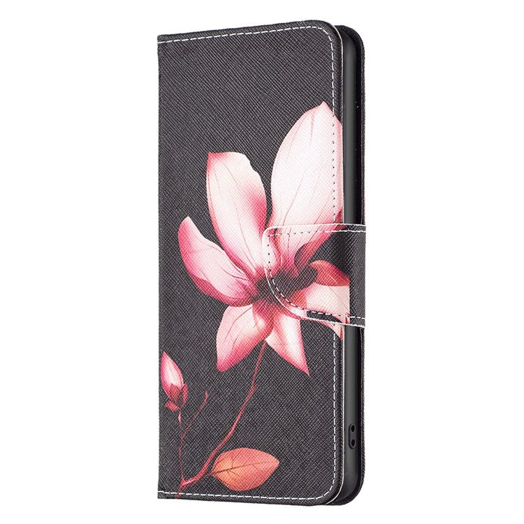 For Samsung Galaxy M23 / F23 5G Leather Case Pattern Printing Wallet Stand Flip Mobile Cover - Pink Flower