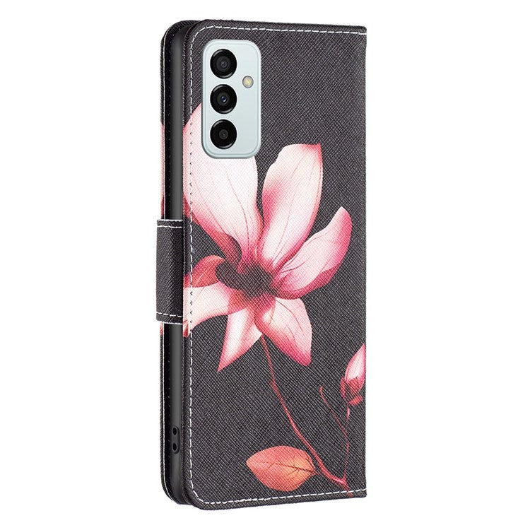 For Samsung Galaxy M23 / F23 5G Leather Case Pattern Printing Wallet Stand Flip Mobile Cover - Pink Flower