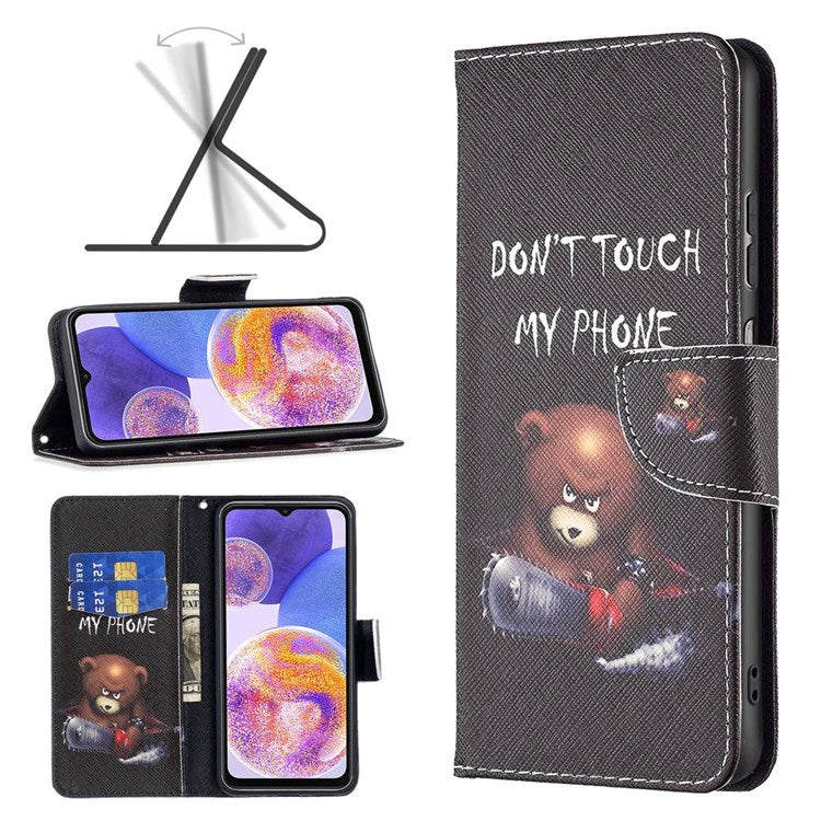For Samsung Galaxy M23 / F23 5G Phone Case Pattern Printing PU Leather Wallet Stand Cover - Bear