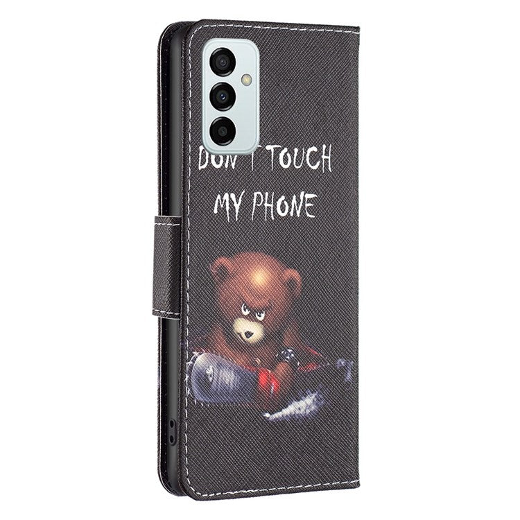 For Samsung Galaxy M23 / F23 5G Phone Case Pattern Printing PU Leather Wallet Stand Cover - Bear