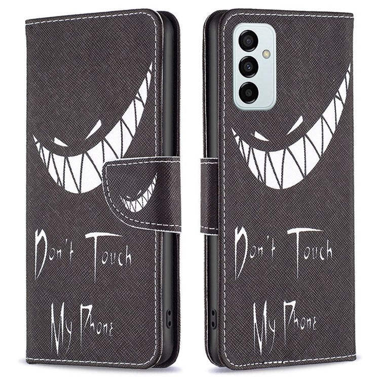 For Samsung Galaxy M23 / F23 5G Phone Case Pattern Printing PU Leather Wallet Stand Cover - Don't Touch My Phone