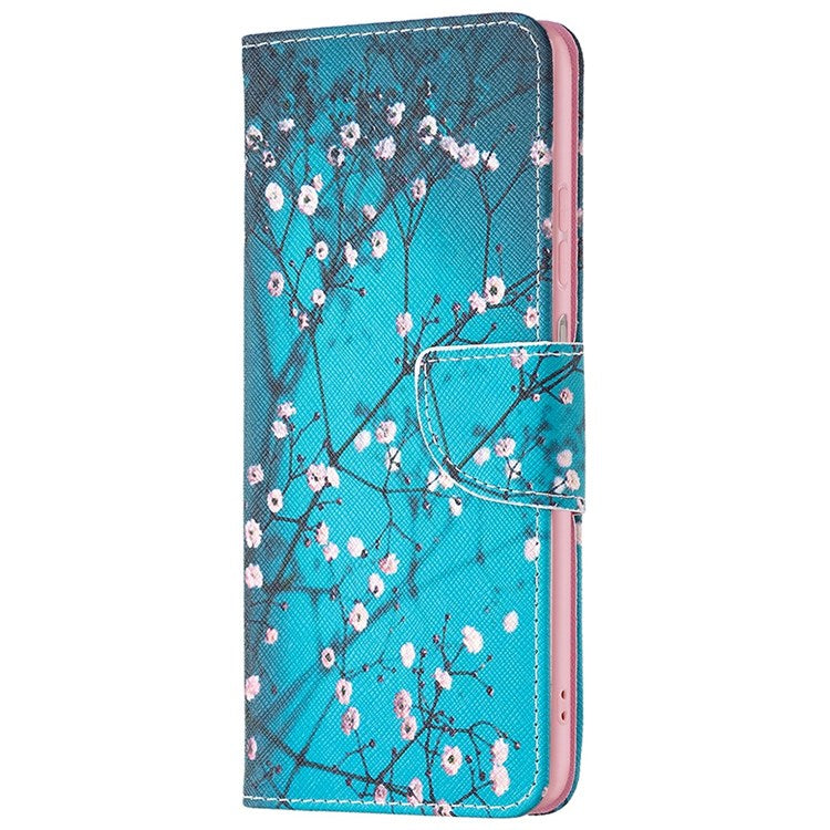 For Samsung Galaxy M23 / F23 5G Phone Case Pattern Printing PU Leather Wallet Stand Cover - Plum Blossom