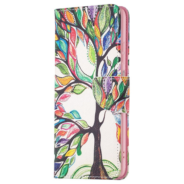 For Samsung Galaxy M23 / F23 5G Phone Case Pattern Printing PU Leather Wallet Stand Cover - Life Tree