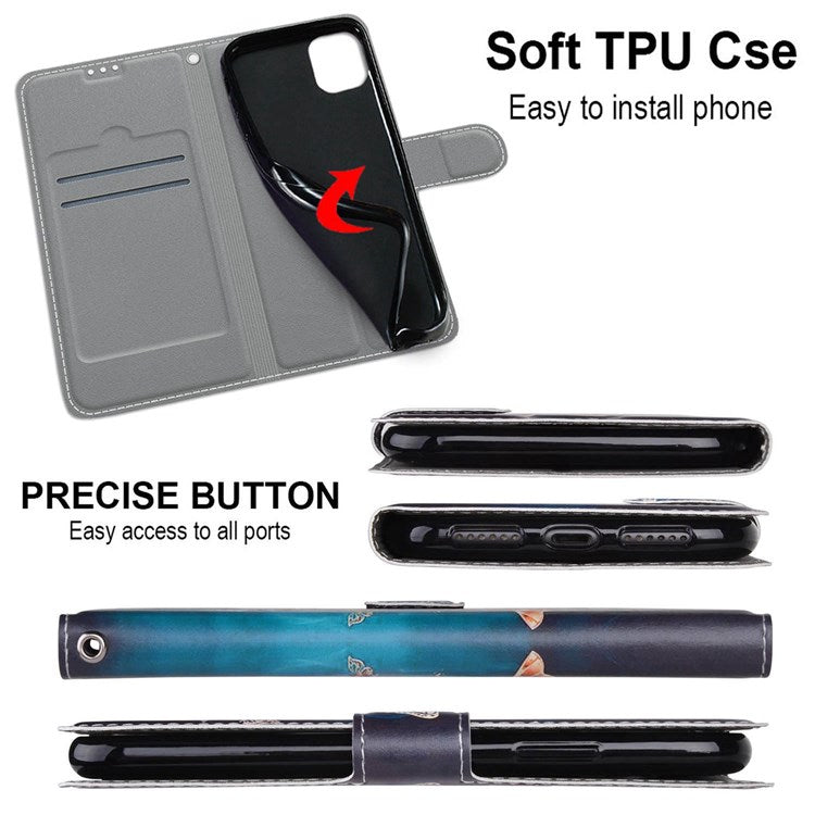 Pattern Printing Design PU Leather Phone Case for Samsung Galaxy M53 5G, Full-Wrapped Full Protection Leather Case Cover - C20 Gold and Silver Flying Butterflies