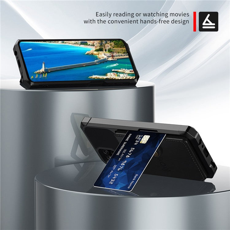 For Samsung Galaxy A13 5G / A04s 4G (164.7mm) / M32 5G / A32 5G Phone Cases with Card Holder Shockproof PU Leather Back Cover - Black