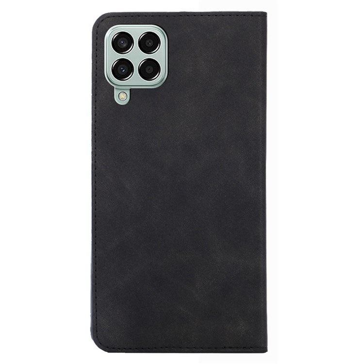 For Samsung Galaxy M33 5G (Global Version) Phone Stand Shell, Card Holder Design Skin-touch Feeling Leather Case - Black
