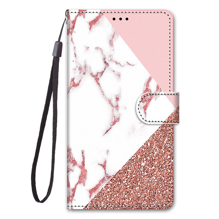 Novel Pattern Printing PU Leather Phone Shell for Samsung Galaxy M23 5G/F23 5G, Anti-Collision Scratch-Resistant Folio Flip Wallet Stand Leather Case - B17 Pink Marble