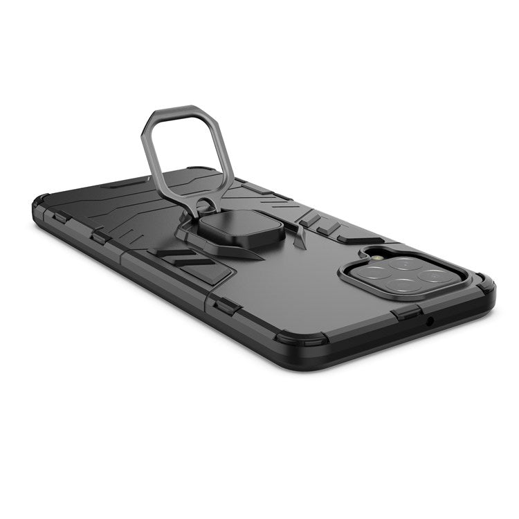 For Samsung Galaxy M53 5G Phone Case Ring Holder Kickstand Hybrid Hard PC Soft TPU Shockproof Protective Cover - Black