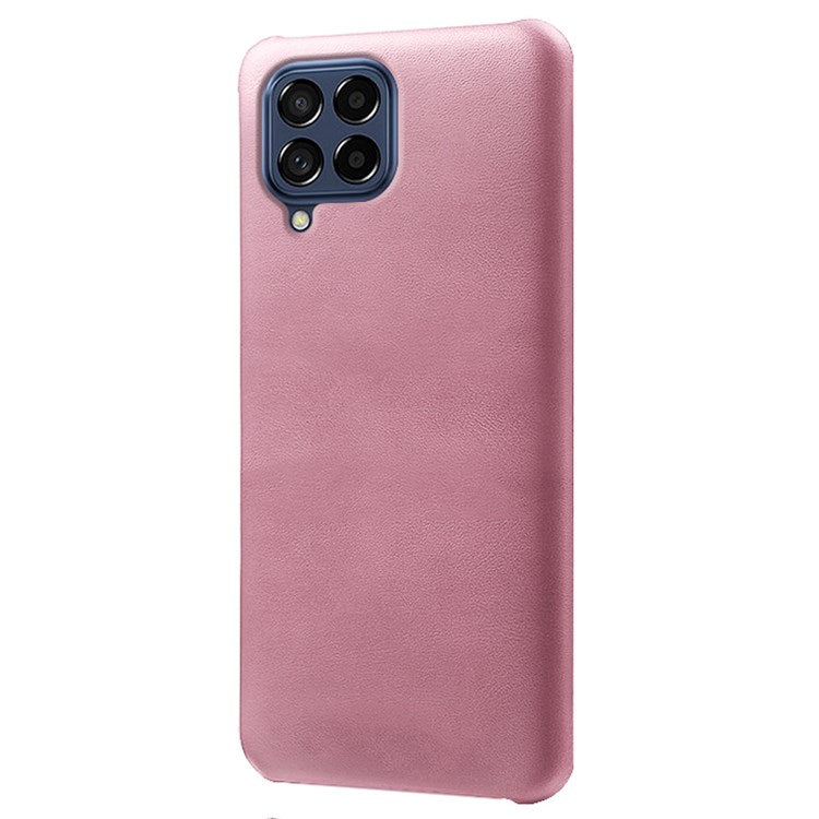 For Samsung Galaxy M53 5G Phone Protector All-round Shockproof Textured PU Leather Coated PC Phone Case - Rose Gold