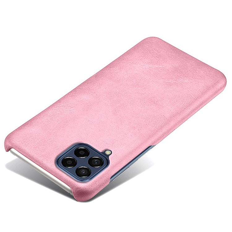 For Samsung Galaxy M53 5G Phone Protector All-round Shockproof Textured PU Leather Coated PC Phone Case - Rose Gold