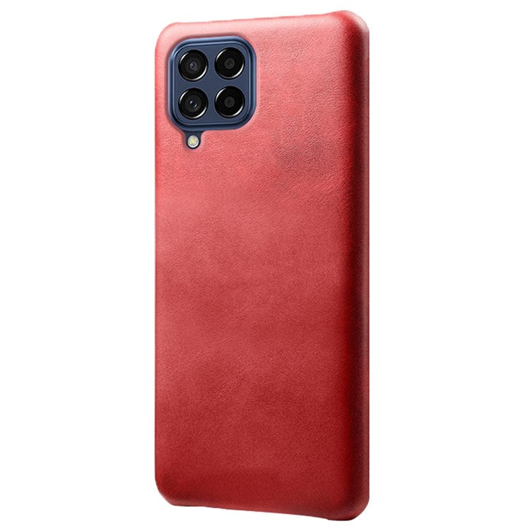 For Samsung Galaxy M53 5G Phone Protector All-round Shockproof Textured PU Leather Coated PC Phone Case - Red