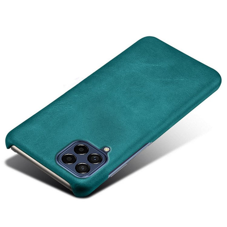 For Samsung Galaxy M53 5G Phone Protector All-round Shockproof Textured PU Leather Coated PC Phone Case - Green