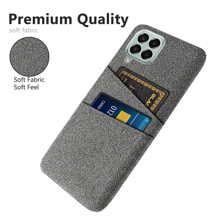 Cloth Texture Case for Samsung Galaxy M33 5G (Global Version), Hard PC + Cloth Back Protector Cover with Dual Card Slot - Grey