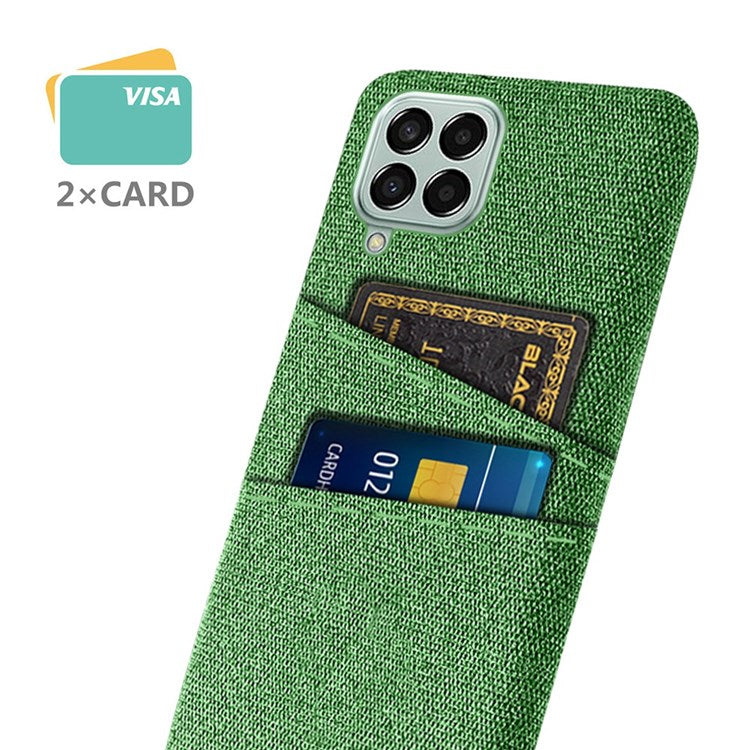 Cloth Texture Case for Samsung Galaxy M33 5G (Global Version), Hard PC + Cloth Back Protector Cover with Dual Card Slot - Green