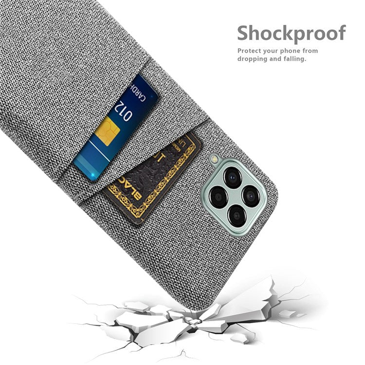 Cloth Texture Case for Samsung Galaxy M33 5G (Global Version), Hard PC + Cloth Back Protector Cover with Dual Card Slot - Light Grey