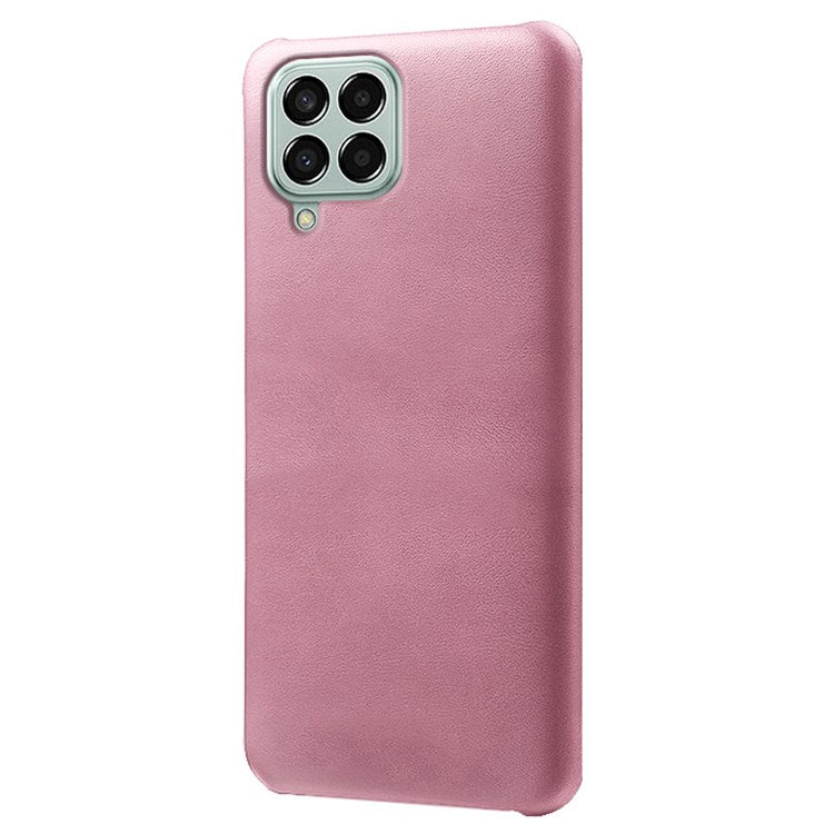For Samsung Galaxy M33 5G (Global Version) Textured PU Leather Coated PC Phone Case Back Guard Shell - Rose Gold