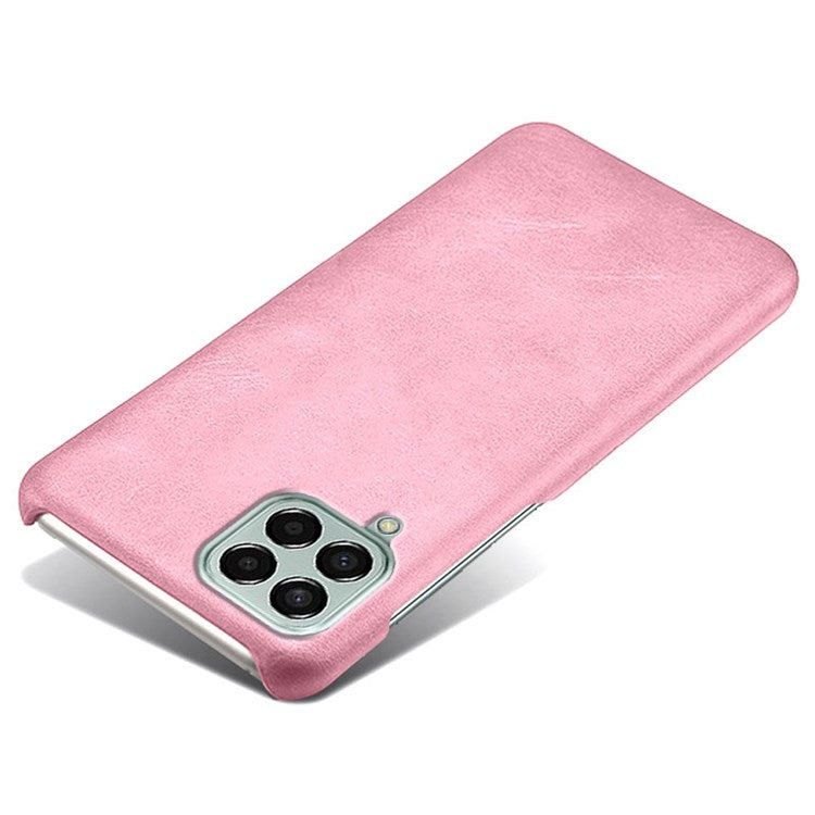 For Samsung Galaxy M33 5G (Global Version) Textured PU Leather Coated PC Phone Case Back Guard Shell - Rose Gold