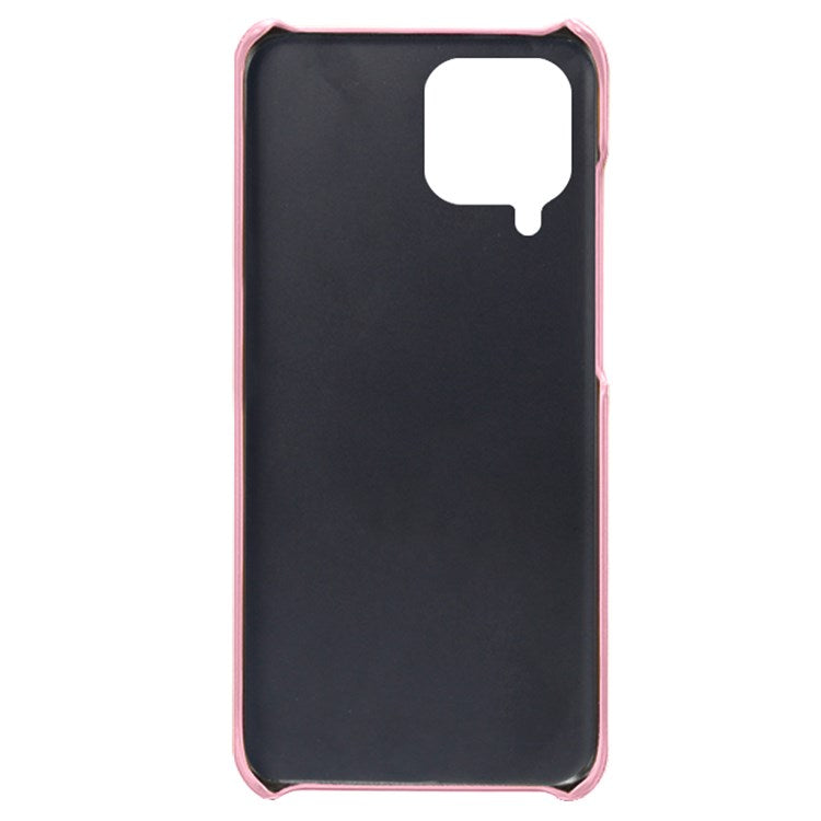 For Samsung Galaxy M33 5G (Global Version) Textured PU Leather Coated PC Phone Case Back Guard Shell - Rose Gold