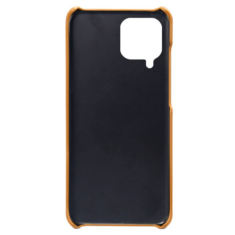 For Samsung Galaxy M33 5G (Global Version) Textured PU Leather Coated PC Phone Case Back Guard Shell - Orange