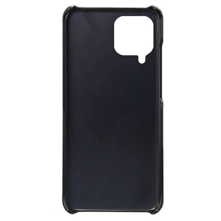 For Samsung Galaxy M33 5G (Global Version) Textured PU Leather Coated PC Phone Case Back Guard Shell - Black