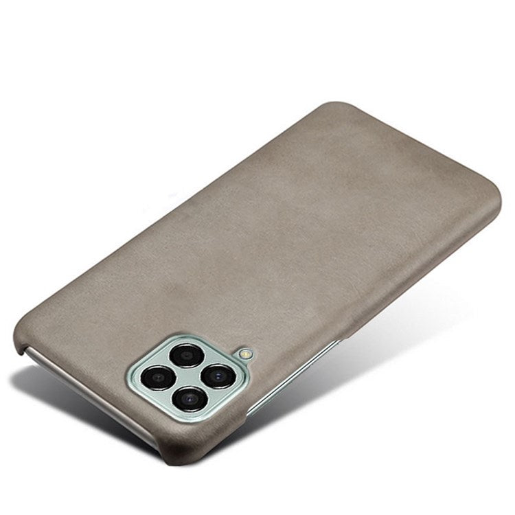 For Samsung Galaxy M33 5G (Global Version) Textured PU Leather Coated PC Phone Case Back Guard Shell - Grey
