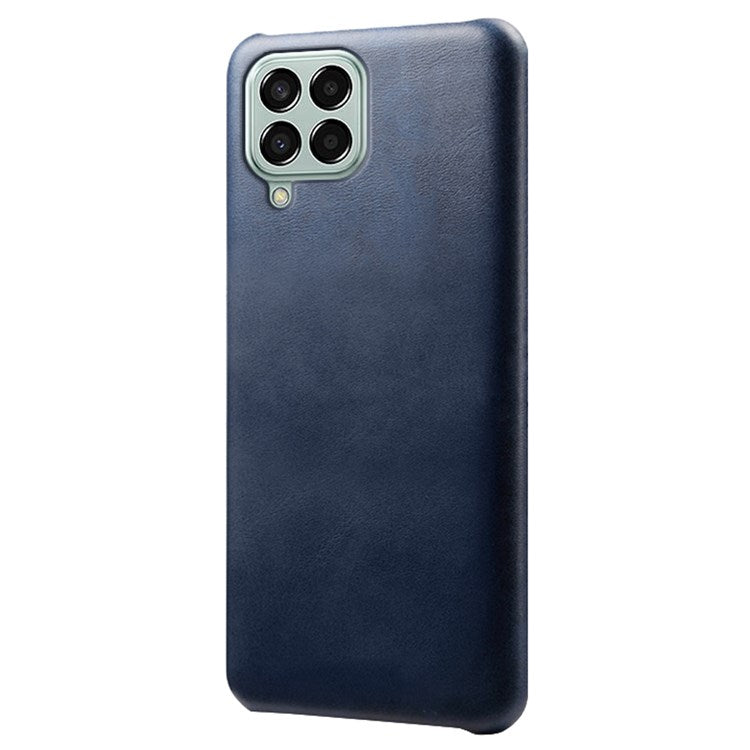 For Samsung Galaxy M33 5G (Global Version) Textured PU Leather Coated PC Phone Case Back Guard Shell - Blue