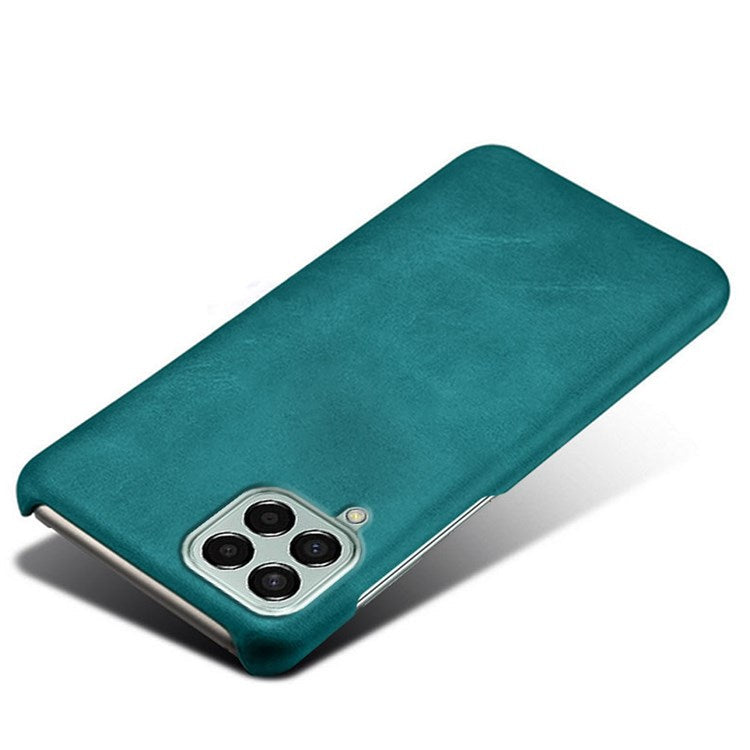 For Samsung Galaxy M33 5G (Global Version) Textured PU Leather Coated PC Phone Case Back Guard Shell - Green