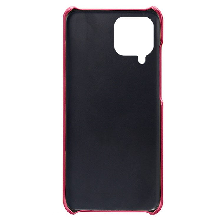 For Samsung Galaxy M33 5G (Global Version) Textured PU Leather Coated PC Phone Case Back Guard Shell - Rose