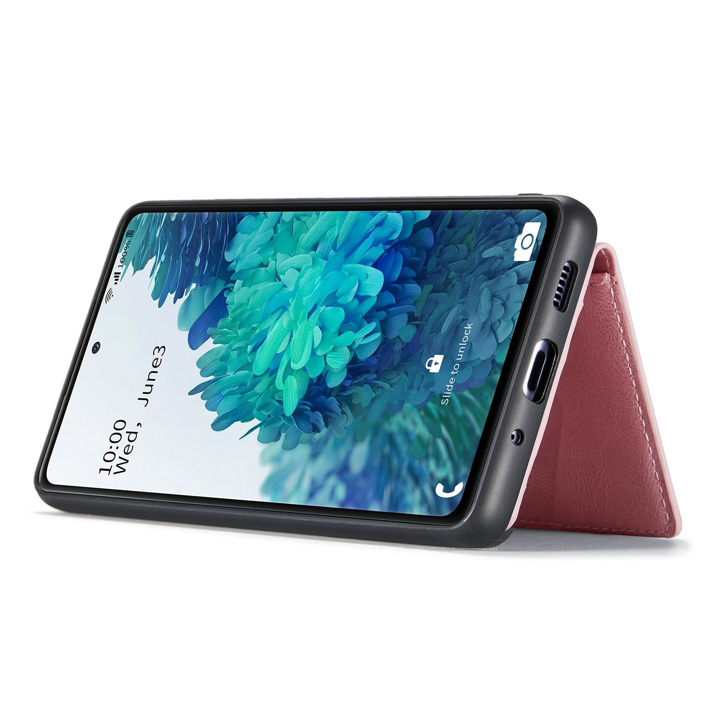 JEEHOOD For Samsung Galaxy S20 FE 2022/S20 FE 4G/S20 FE 5G/S20 Lite Wallet Kickstand Cover Detachable 2-in-1 PU Leather Coated TPU Phone Case - Rose Gold