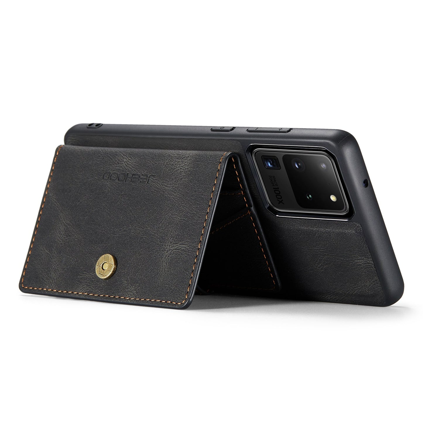 JEEHOOD For Samsung Galaxy S20 Ultra 4G/S20 Ultra 5G Detachable Phone Cover Wallet Kickstand Magnetic Leather Coated TPU Case - Black