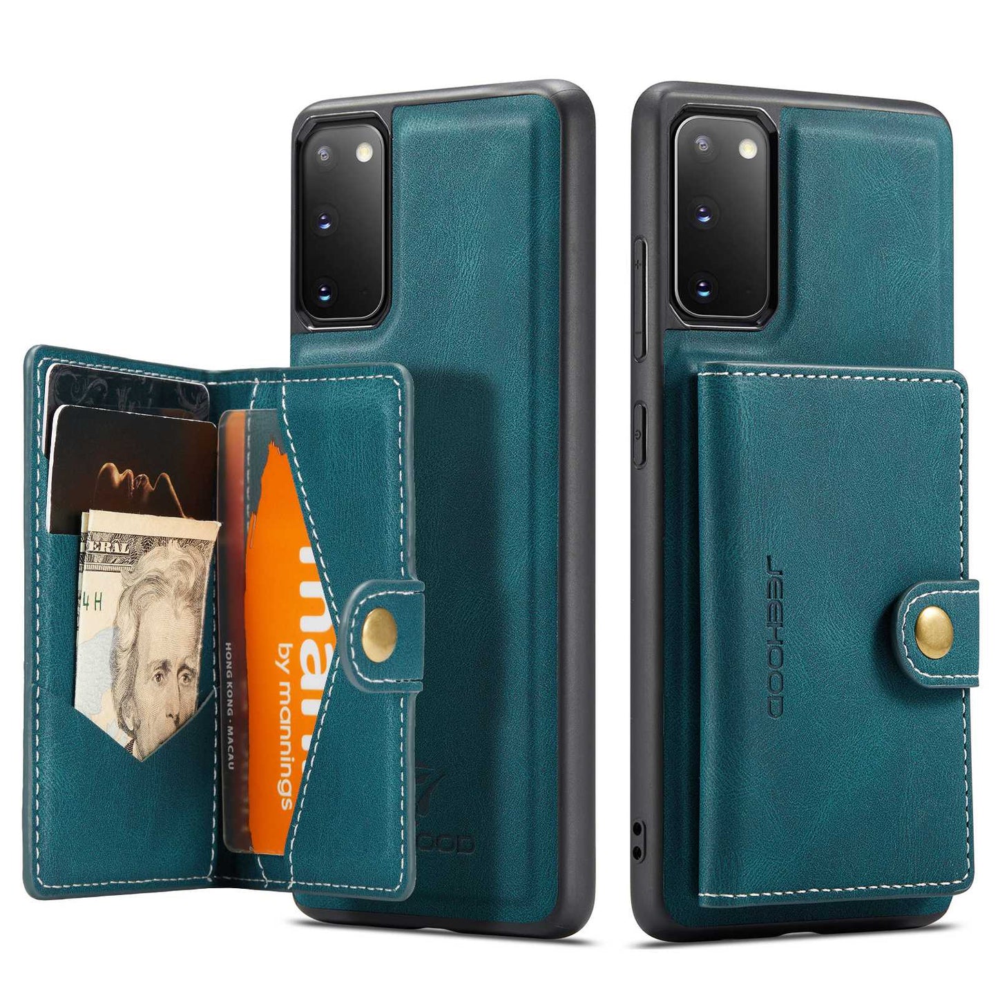 JEEHOOD For Samsung Galaxy S20 4G/5G Detachable Wallet Kickstand Case PU Leather Coated TPU Well-protected Phone Shell - Green