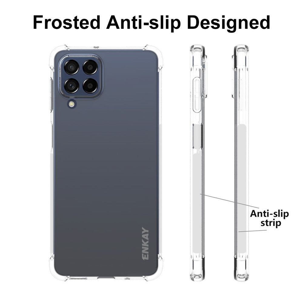 ENKAY HAT PRINCE For Samsung Galaxy M53 5G Thickened Corners Anti-fall Protection Clear TPU Cover Phone Protective Case with Anti-slip Strip Edge
