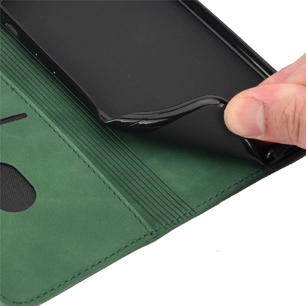 For Samsung Galaxy M33 5G (Global Version) Splicing PU Leather+TPU Skin-touch Feeling Case Stand Magnetic Absorption Flip Folio Wallet Cover - Green