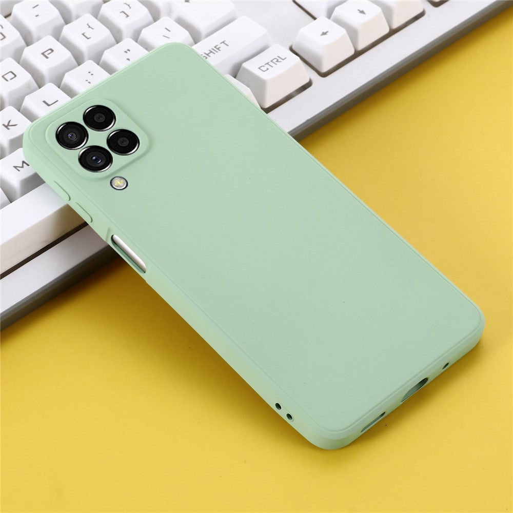For Samsung Galaxy M53 5G Strap Anti-drop Liquid Silicone Lightweight Case Soft Microfiber Lining Protector - Green