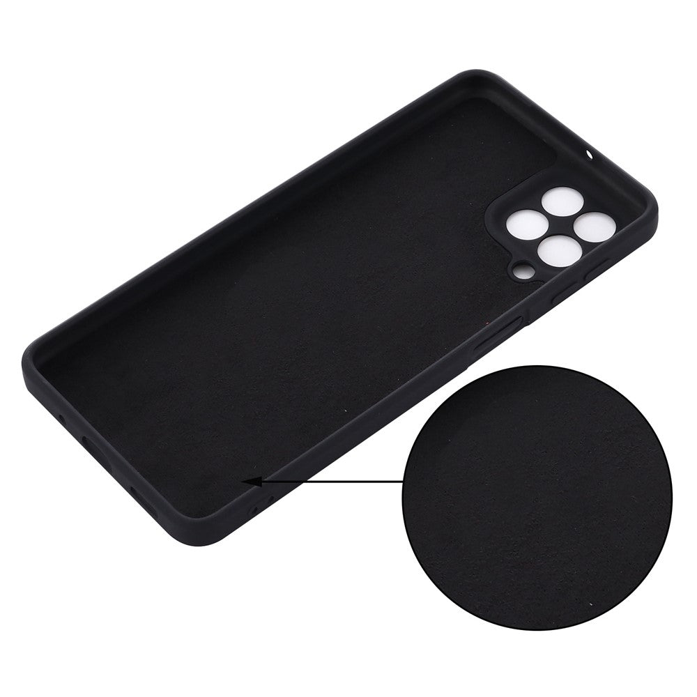 For Samsung Galaxy M53 5G Strap Anti-drop Liquid Silicone Lightweight Case Soft Microfiber Lining Protector - Black