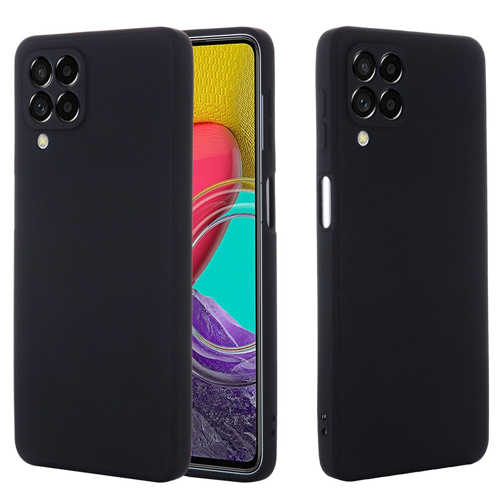 For Samsung Galaxy M33 5G (Global Version) Liquid Silicone Lightweight Slim Case Soft Microfiber Lining Phone Protector - Black