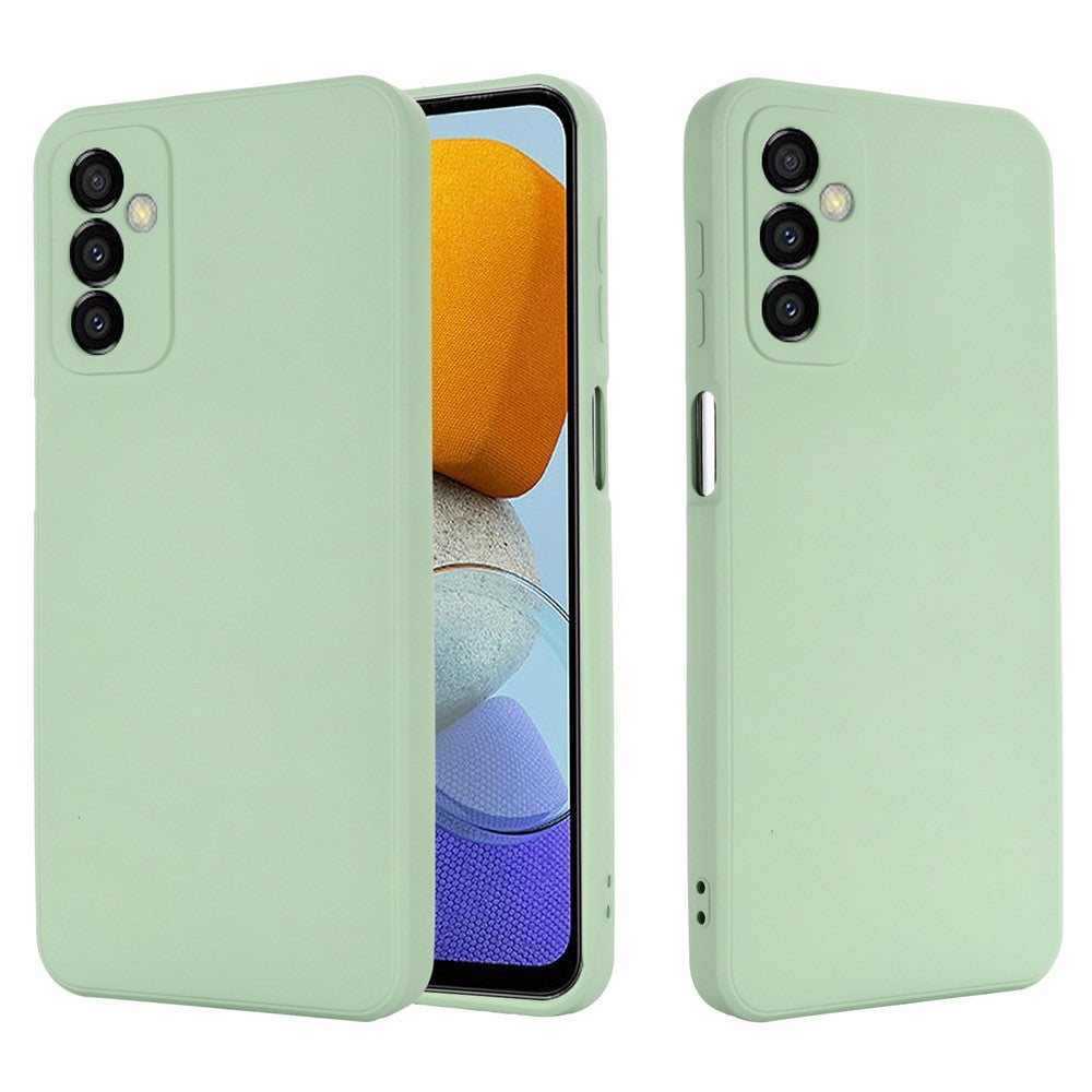 For Samsung Galaxy M23 5G/F23 5G Precise Cut-outs Shockproof Liquid Silicone Case Soft Microfiber Lining Shell with Strap - Green