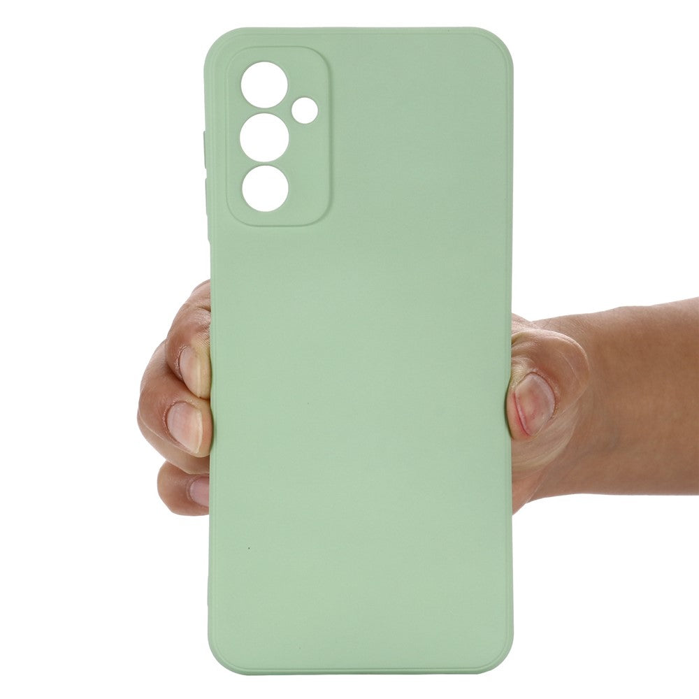 For Samsung Galaxy M23 5G/F23 5G Precise Cut-outs Shockproof Liquid Silicone Case Soft Microfiber Lining Shell with Strap - Green
